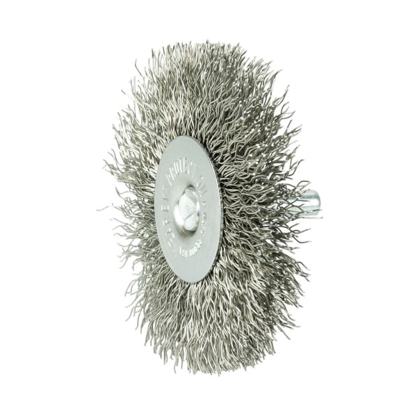 Weiler 3" Wire Radial Wheel, .014" Stainless Steel Fill, 1/4" Stem 17979 - main